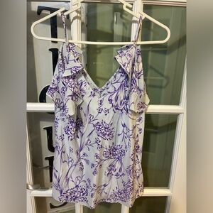 Amanda Uprichard Purple Floral RuffleTop adjustable strap
